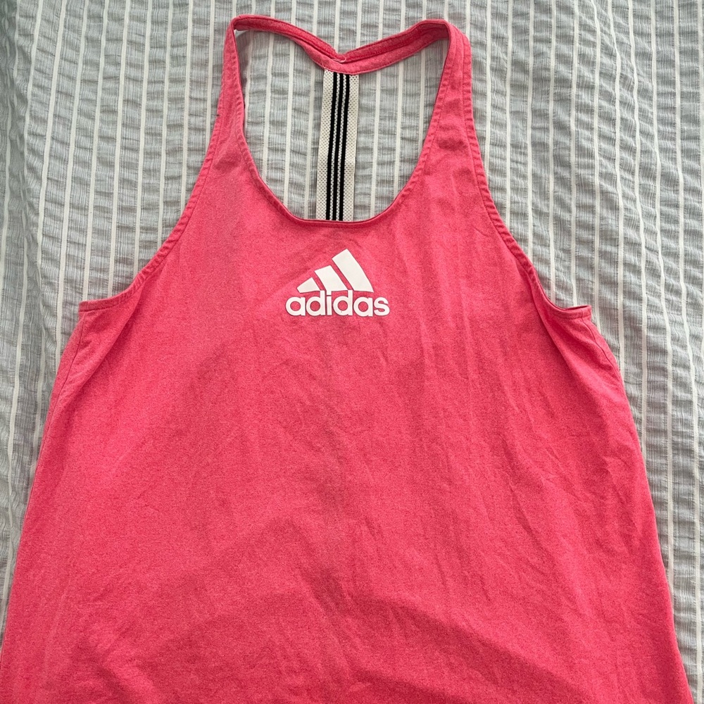 adidas pink striped tank top